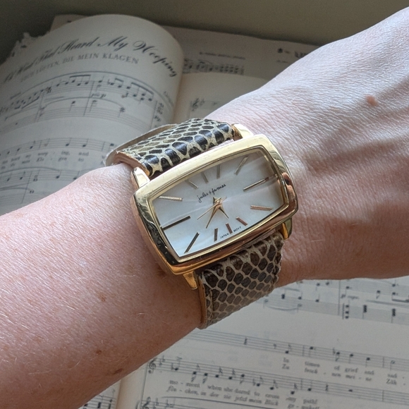 Jules And James gold Watch with Snake Print Strap - Picture 4 of 13